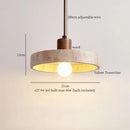 GobekUsa LED Hanging Pendant Light Mid-Century Modern Yellow Travertine Wood Living Room