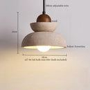 GobekUsa LED Hanging Pendant Light Mid-Century Modern Yellow Travertine Wood Living Room