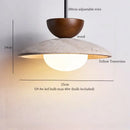 GobekUsa LED Hanging Pendant Light Mid-Century Modern Yellow Travertine Wood Living Room