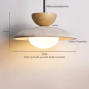 GobekUsa LED Hanging Pendant Light Mid-Century Modern Yellow Travertine Wood Living Room