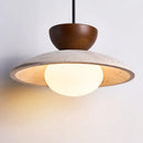 GobekUsa LED Hanging Pendant Light Mid-Century Modern Yellow Travertine Wood Living Room