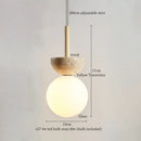 GobekUsa LED Hanging Pendant Light Mid-Century Modern Yellow Travertine Wood Living Room