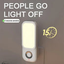 White rectangular led induction night light for bedroom with charging by Decorbites