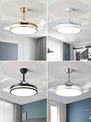 GobekUsa LED Invisible Fan Lamp Modern Ceiling Chandelier for Living Room Bedroom