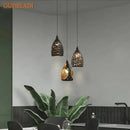 GobekUsa LED Iron Cage Pendant Light - Modern Metal Fixture for Living Room and Restaurant