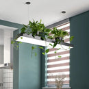 GobekUsa LED Island Light Fixture: Rectangular Loft Black/White Acrylic Plant Ceiling Pendant - Warm/White Light