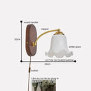 GobekUsa LED Japanese Style Wall Lights Copper Wood Bedside Lamp for Home Bedroom
