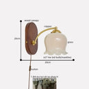 GobekUsa LED Japanese Style Wall Lights Copper Wood Bedside Lamp for Home Bedroom