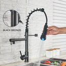 GobekUsa LED Kitchen Faucet Pull Down Mixer Tap Hot Cold Water Vessel Sink Brass