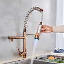 GobekUsa LED Kitchen Faucet Pull Down Mixer Tap Hot Cold Water Vessel Sink Brass