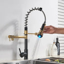 GobekUsa LED Kitchen Faucet Pull Down Mixer Tap Hot Cold Water Vessel Sink Brass