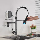 GobekUsa LED Kitchen Faucet Pull Down Mixer Tap Hot Cold Water Vessel Sink Brass