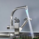GobekUsa LED Kitchen Faucet Pull Out Sprayer Deck Mounted Hot Cold Water Tap