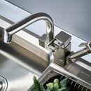 GobekUsa LED Kitchen Faucet Pull Out Sprayer Deck Mounted Hot Cold Water Tap