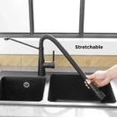 GobekUsa LED Kitchen Faucet Single Hole Pull Out Spout Black Mixer Tap