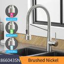 GobekUsa LED Kitchen Faucet Single Hole Pull Out Spout Black Mixer Tap