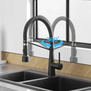 GobekUsa LED Kitchen Faucet Single Hole Pull Out Spout Black Mixer Tap