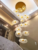 GobekUsa LED Lotus Staircase Chandelier: Modern Design for Hotel Lobby, Villa, Kitchen Lighting