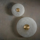 GobekUsa LED Marble Brass Wall Sconce: Modern Art Deco Round Light for Parlor & Aisle