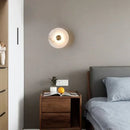 GobekUsa LED Marble Brass Wall Sconce: Modern Art Deco Round Light for Parlor & Aisle