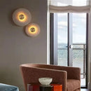 GobekUsa LED Marble Brass Wall Sconce: Modern Art Deco Round Light for Parlor & Aisle
