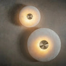 GobekUsa LED Marble Brass Wall Sconce: Modern Art Deco Round Light for Parlor & Aisle