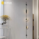 GobekUsa LED Marble Wall Lights - Black Metal Sconces for Living Room, Stairs & Aisle