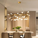 GobekUsa LED Metallic Gold Tree Branch Pendant Light for Minimalist Dining Room Ceiling