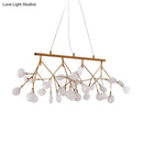 GobekUsa LED Metallic Gold Tree Branch Pendant Light for Minimalist Dining Room Ceiling