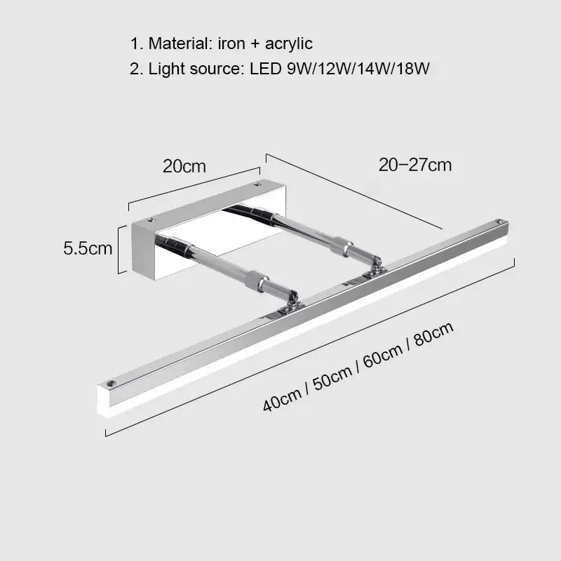 GobekUsa LED Mirror Light Wall Lamp, Modern Bathroom Lighting, 60cm 80cm, photo 5 of 5