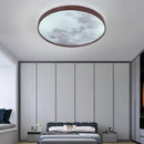 GobekUsa LED Moon Wood Ceiling Light 26/34CM Walnut Decor - Bedroom Living Room Home Illumination