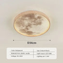 GobekUsa LED Moon Wood Ceiling Light 26/34CM Walnut Decor - Bedroom Living Room Home Illumination