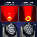 GobekUsa LED Moving Head 19x15W RGBW 4-in-1 Beam Wash/Zoom Light - DMX512 Control