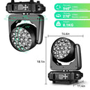 GobekUsa LED Moving Head 19x15W RGBW 4-in-1 Beam Wash/Zoom Light - DMX512 Control