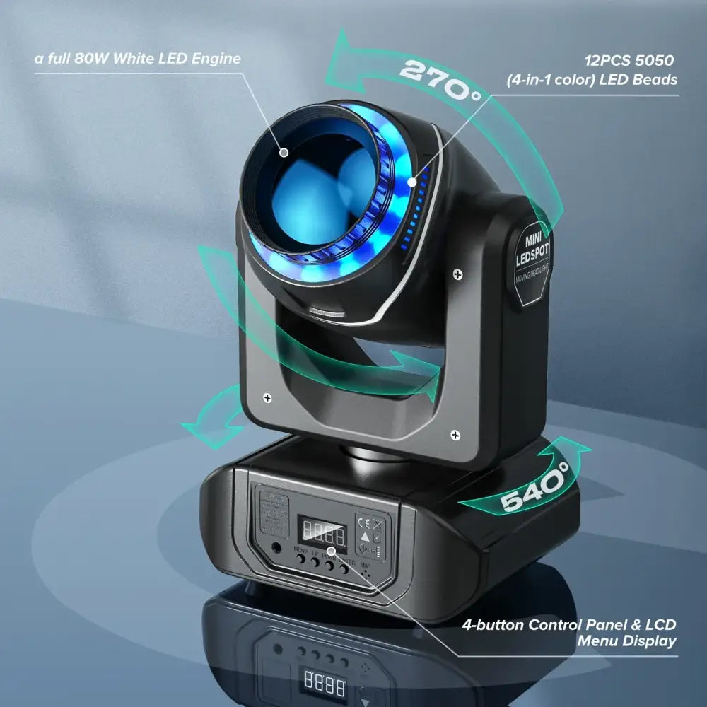 GobekUsa LED Moving Head Light with 10 Gobos & Remote Control for Events