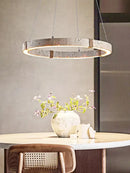 GobekUsa LED Natural Stone Round Linear Chandelier - Dimmable, Ceiling Hanging Lamps