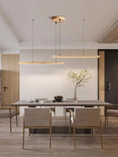 GobekUsa LED Natural Stone Round Linear Chandelier - Dimmable, Ceiling Hanging Lamps