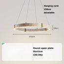 GobekUsa LED Natural Stone Round Linear Chandelier - Dimmable, Ceiling Hanging Lamps