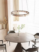 GobekUsa LED Natural Stone Round Linear Chandelier - Dimmable, Ceiling Hanging Lamps