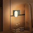 Smart white oval led night light with 360 ring lamp for bedroom by Decorbites