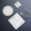Minimalist white led night light with wireless charger bedroom stand by Decorbites
