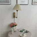 Origami wall lamp cream pleated led sconce for bedroom living room by Decorbites