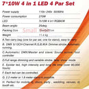 GobekUsa Led Par Kit: 4x7x10W 4in1 RGBW Slim Flat Par Lights Set with Stand & Foot Controller
