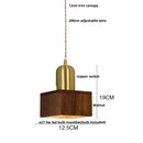 GobekUsa LED Pendant Lamp: Japan Style, Copper Socket, Walnut Wood, Adjustable Hanging Light