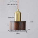 GobekUsa LED Pendant Lamp: Japan Style, Copper Socket, Walnut Wood, Adjustable Hanging Light