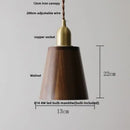 GobekUsa LED Pendant Lamp: Japan Style, Copper Socket, Walnut Wood, Adjustable Hanging Light