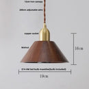 GobekUsa LED Pendant Lamp: Japan Style, Copper Socket, Walnut Wood, Adjustable Hanging Light