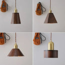 GobekUsa LED Pendant Lamp: Japan Style, Copper Socket, Walnut Wood, Adjustable Hanging Light