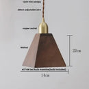 GobekUsa LED Pendant Lamp: Japan Style, Copper Socket, Walnut Wood, Adjustable Hanging Light