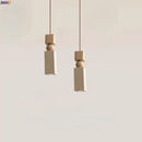 GobekUsa LED Pendant Lamp Mid Century Modern Decor Yellow Travertine Wood Hanglamp